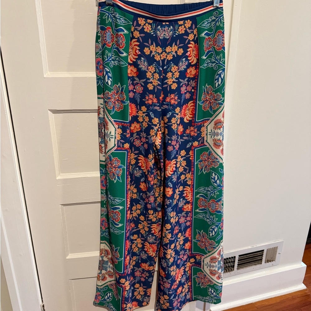 Multicolor wide leg boho pants
